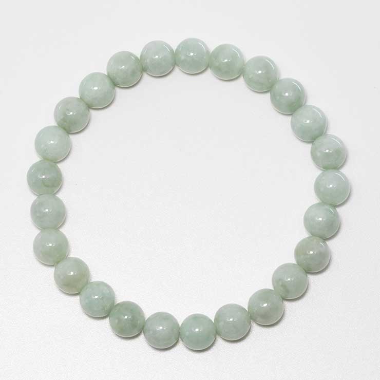 【一点もの】翡翠（ジェダイト）8mm シンプルブレスレット【鑑別書付き】