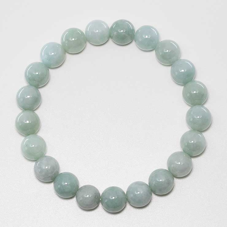 【一点もの】翡翠(ジェダイト)10mm シンプルブレスレット【鑑別書付き】