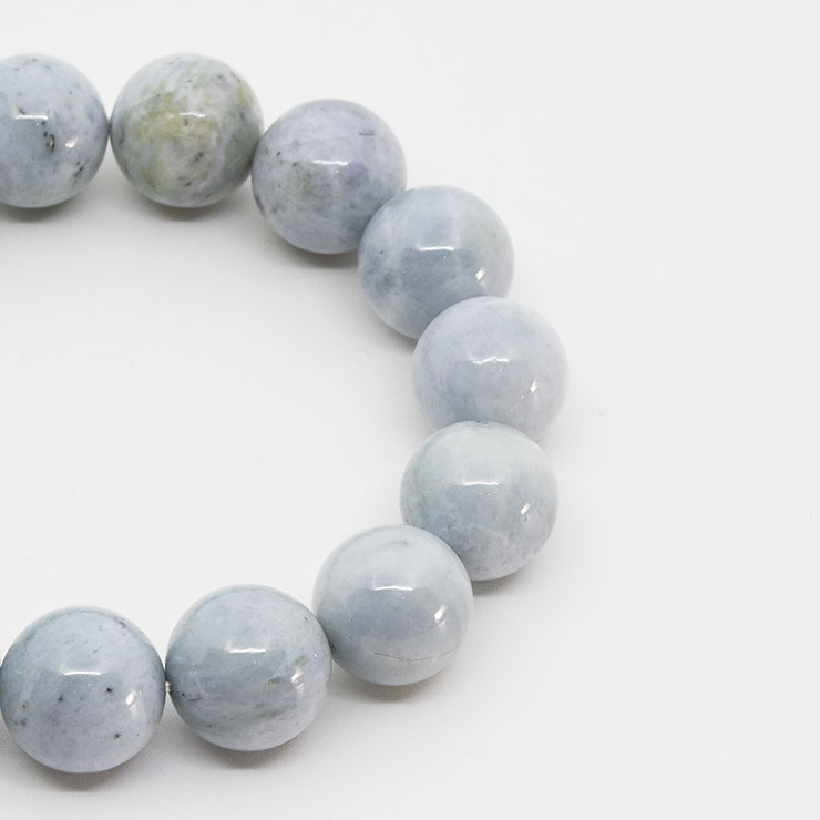 【一点もの】糸魚川翡翠 月白14mm シンプルブレスレット【鑑別書付き】