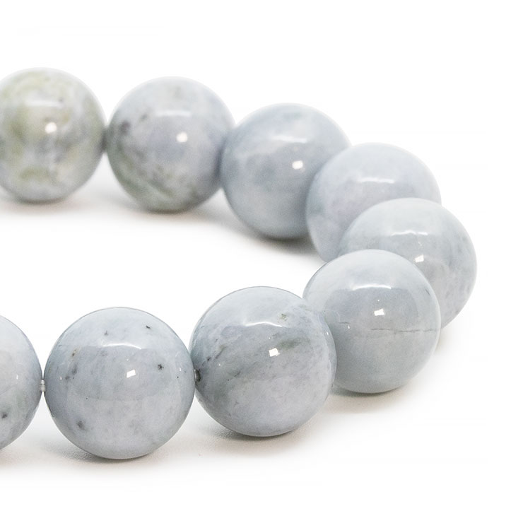 【一点もの】糸魚川翡翠 月白14mm シンプルブレスレット【鑑別書付き】