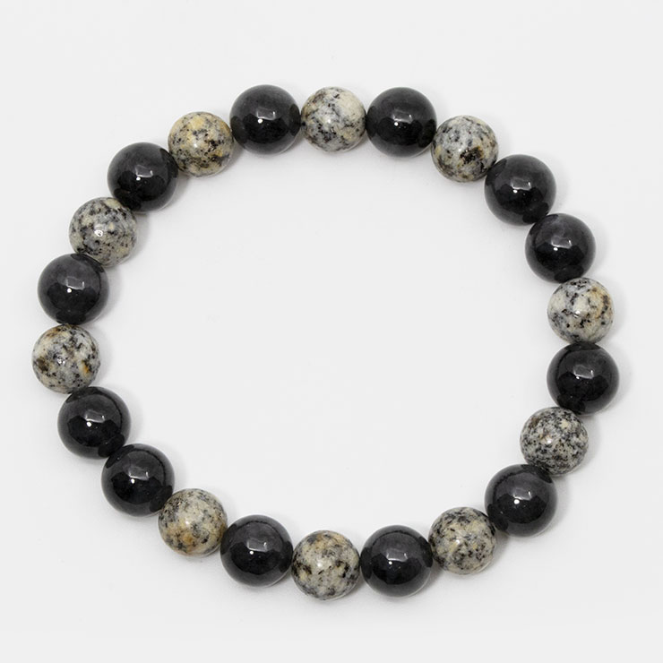 【一点もの】黒翡翠・鞍馬石 デザインブレスレット