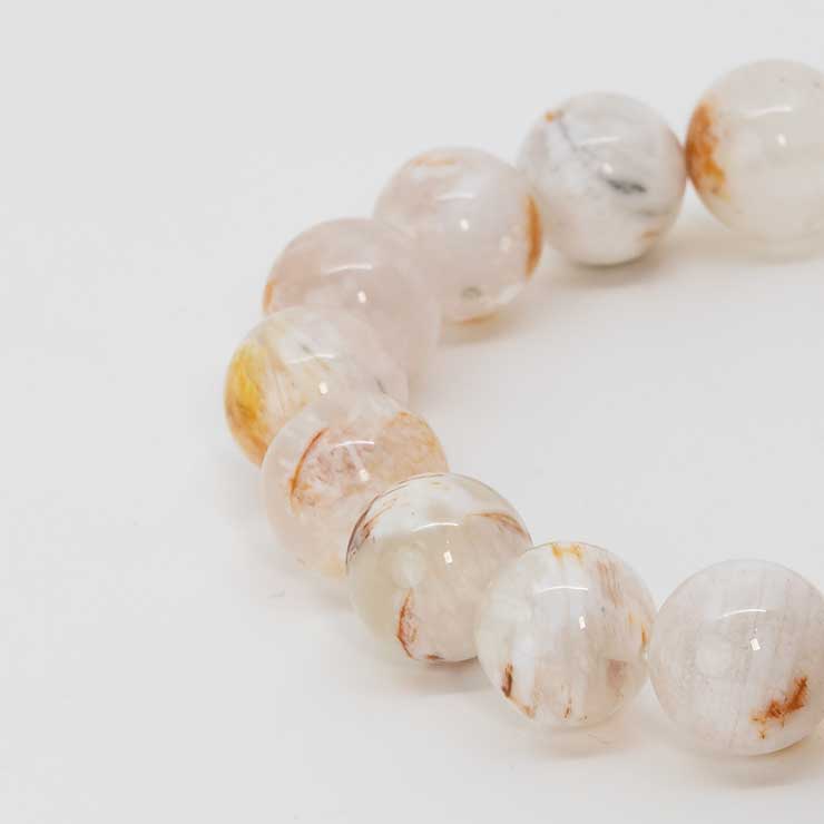 【一点もの】ホワイトマッドインクォーツ12mm シンプルブレスレット【鑑別書付き】