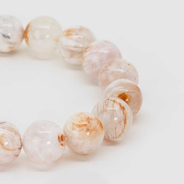 【一点もの】ホワイトマッドインクォーツ12mm シンプルブレスレット【鑑別書付き】