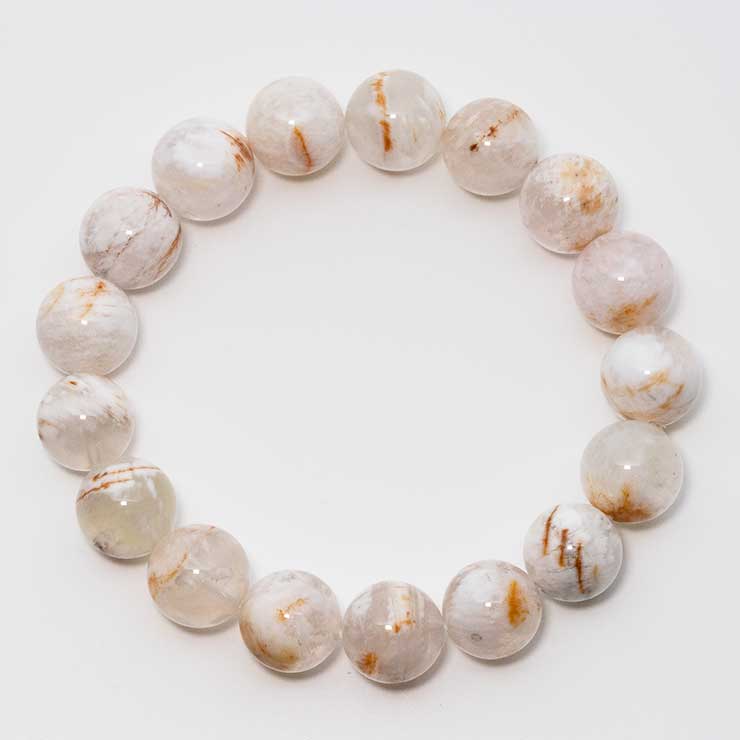 【一点もの】ホワイトマッドインクォーツ12mm シンプルブレスレット【鑑別書付き】