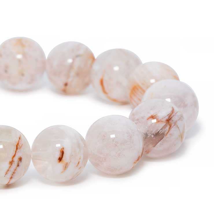 【一点もの】ホワイトマッドインクォーツ12mm シンプルブレスレット【鑑別書付き】