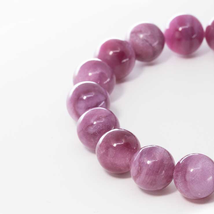 【一点もの】アグリゲートピンクマイカ11mm シンプルブレスレット【鑑別書付き】