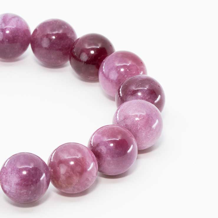 【一点もの】アグリゲートピンクマイカ12mm シンプルブレスレット【鑑別書付き】