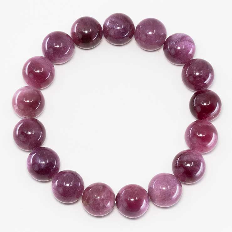 【一点もの】アグリゲートピンクマイカ12mm シンプルブレスレット【鑑別書付き】