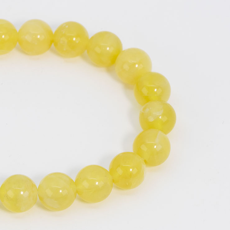 【一点もの】イエローオパール8mm シンプルブレスレット【鑑別書付き】