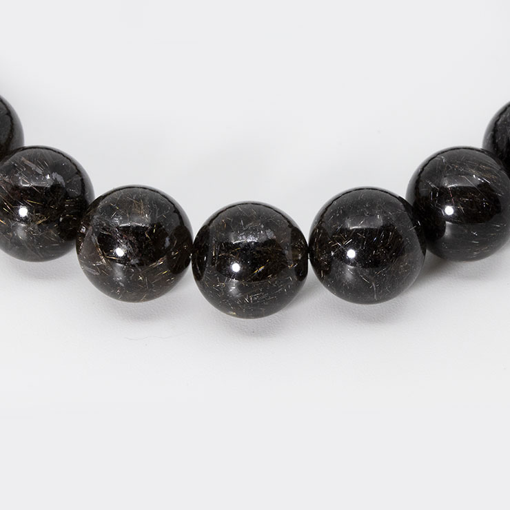 【一点もの】ブラックルチルクォーツ10mm（ディープカラー） シンプルブレスレット【鑑別書付き】