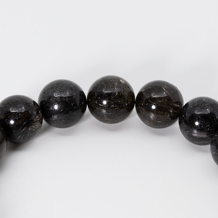 【一点もの】ブラックルチルクォーツ10mm（ディープカラー） シンプルブレスレット【鑑別書付き】