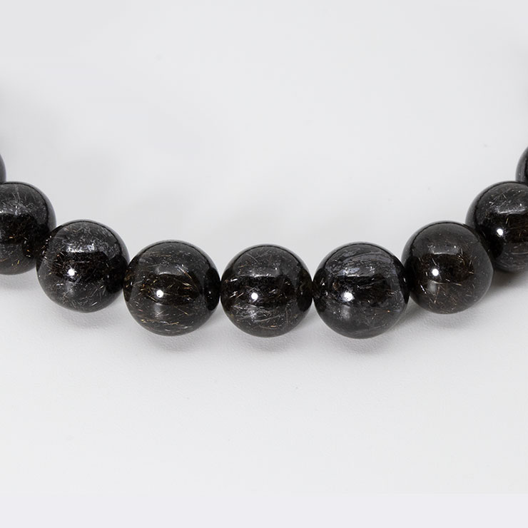 【一点もの】ブラックルチルクォーツ8mm（ディープカラー） シンプルブレスレット【鑑別書付き】