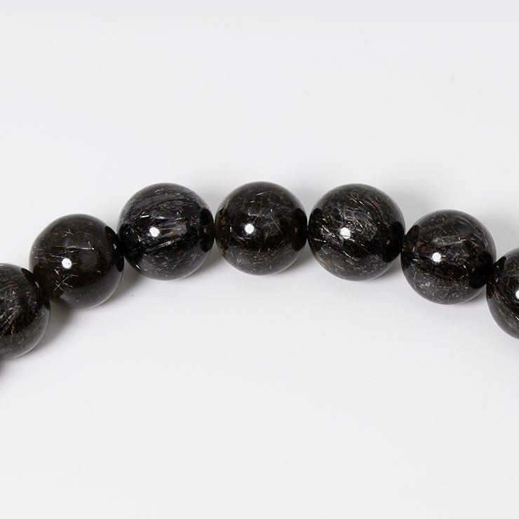 【一点もの】ブラックルチルクォーツ8mm（ディープカラー） シンプルブレスレット【鑑別書付き】