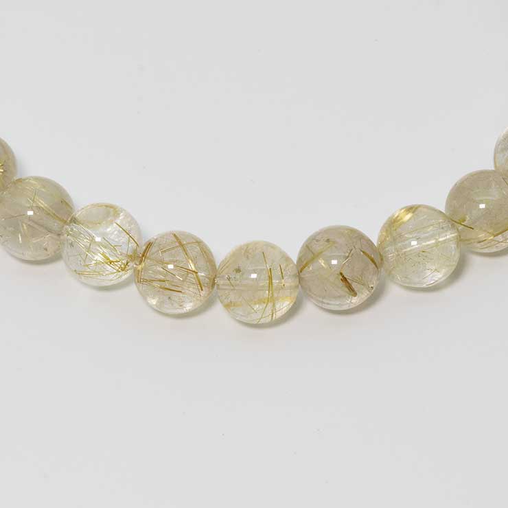 【一点もの】ゴールドルチルクォーツ8mm シンプルブレスレット【鑑別書付き】