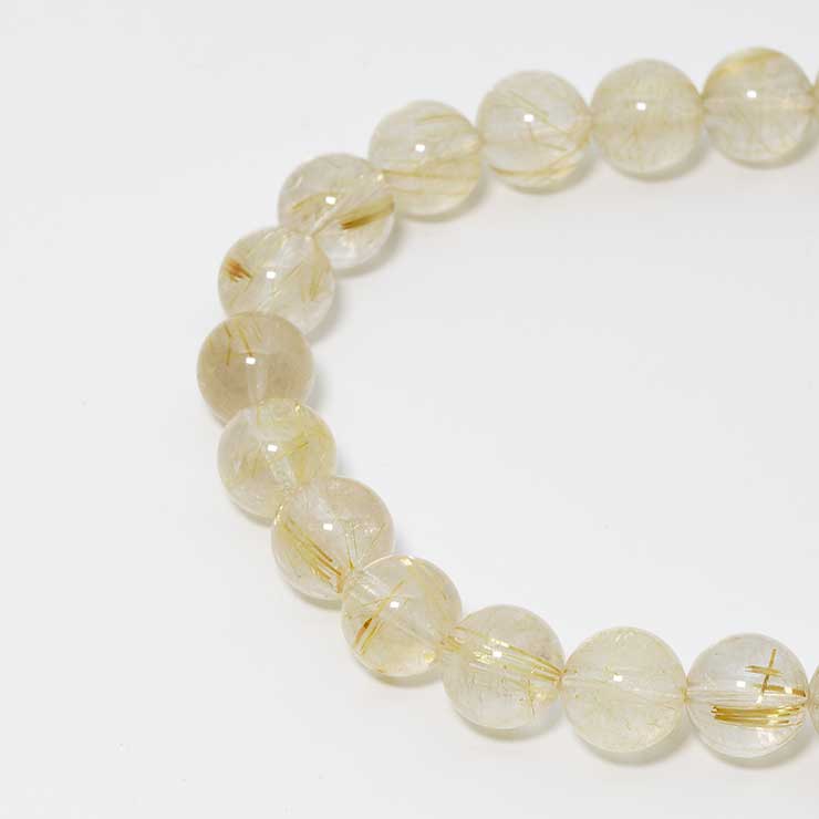 【一点もの】ゴールドルチルクォーツ8mm シンプルブレスレット【鑑別書付き】