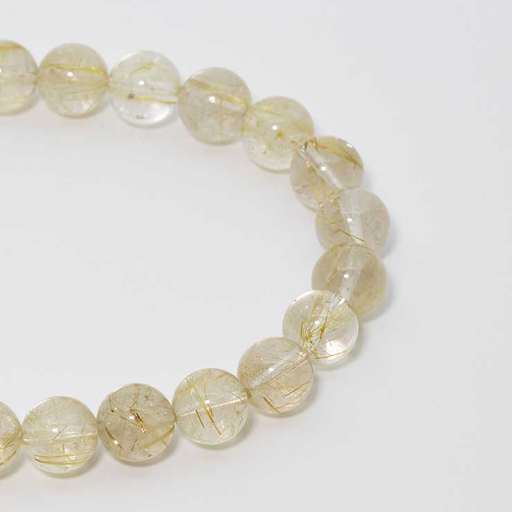 【一点もの】ゴールドルチルクォーツ8mm シンプルブレスレット【鑑別書付き】