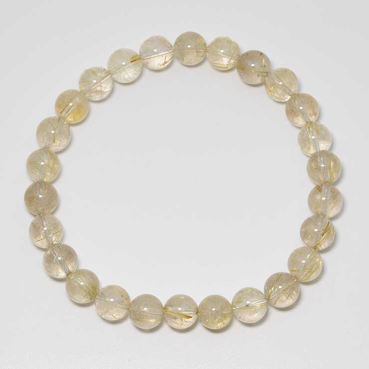 【一点もの】ゴールドルチルクォーツ8mm シンプルブレスレット【鑑別書付き】