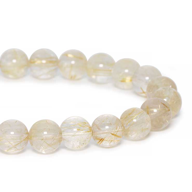 【一点もの】ゴールドルチルクォーツ8mm シンプルブレスレット【鑑別書付き】