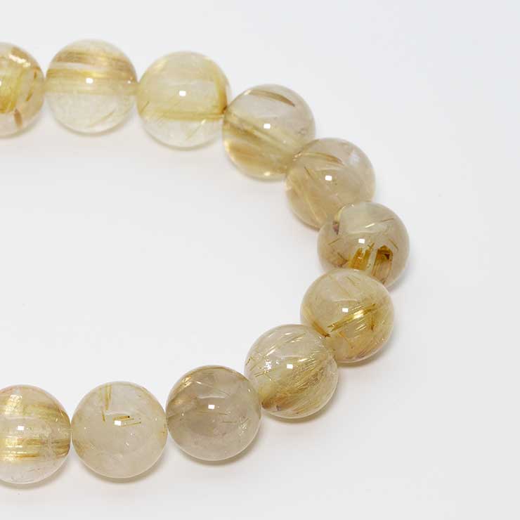 【一点もの】ゴールドルチルクォーツ10mm シンプルブレスレット【鑑別書付き】