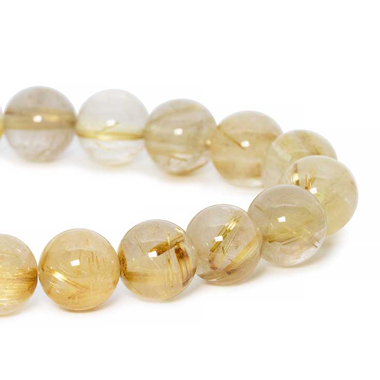 【一点もの】ゴールドルチルクォーツ10mm シンプルブレスレット【鑑別書付き】