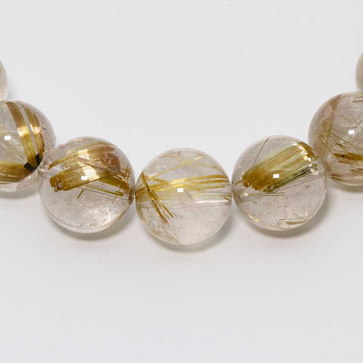 【一点もの】ゴールドルチルクォーツ12mm シンプルブレスレット【鑑別書付き】