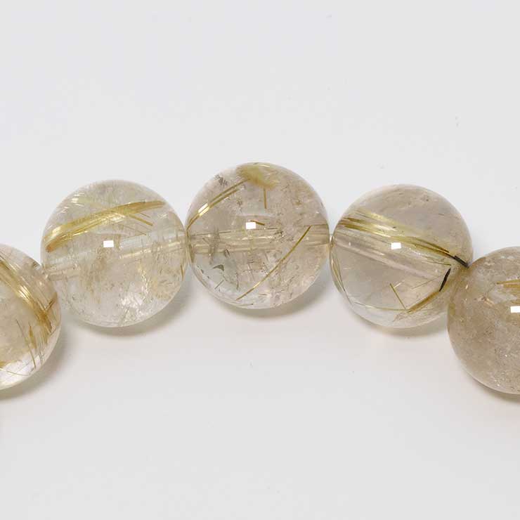 【一点もの】ゴールドルチルクォーツ12mm シンプルブレスレット【鑑別書付き】