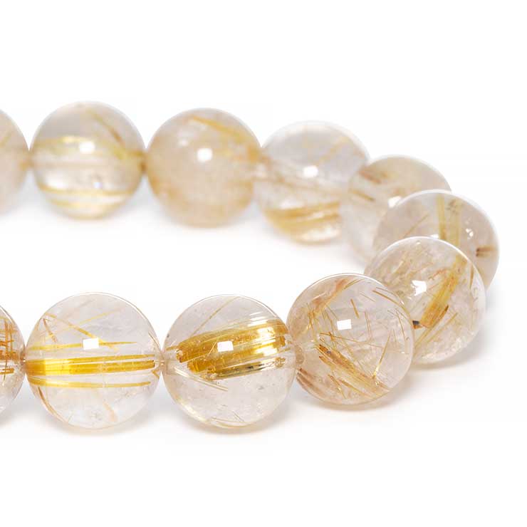 【一点もの】ゴールドルチルクォーツ12mm シンプルブレスレット【鑑別書付き】