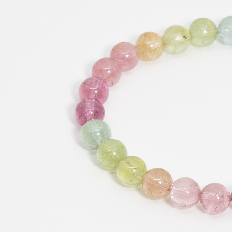 【一点もの】マルチカラートルマリン7mm シンプルブレスレット