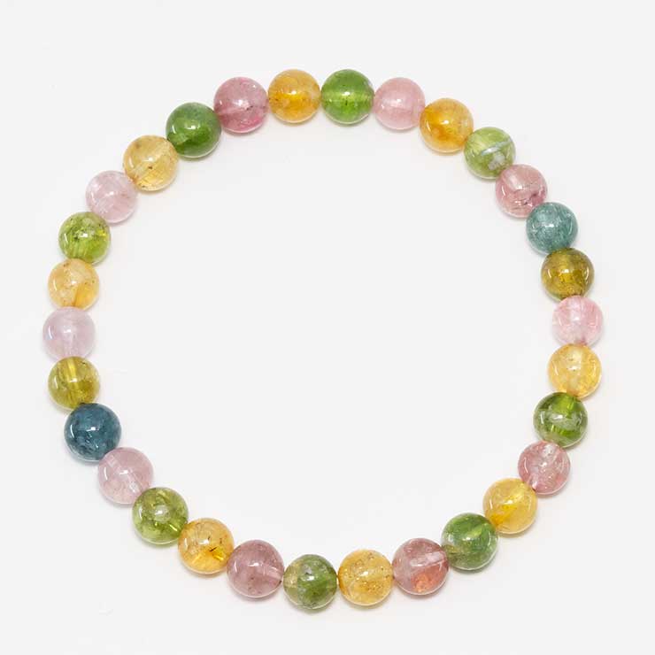 【一点もの】マルチカラートルマリン6mm シンプルブレスレット