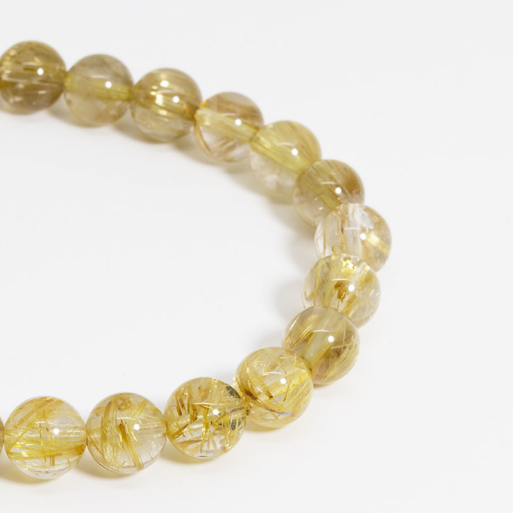 【一点もの】タイチンルチルクォーツ 8mm シンプルブレスレット【鑑別書付き】