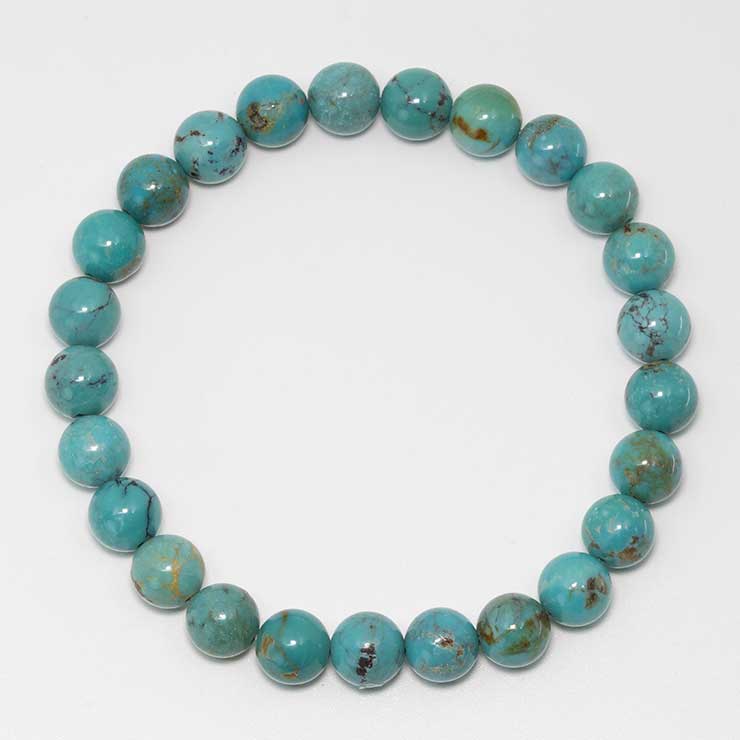 【一点もの】ターコイズ8mm シンプルブレスレット【鑑別書付き】