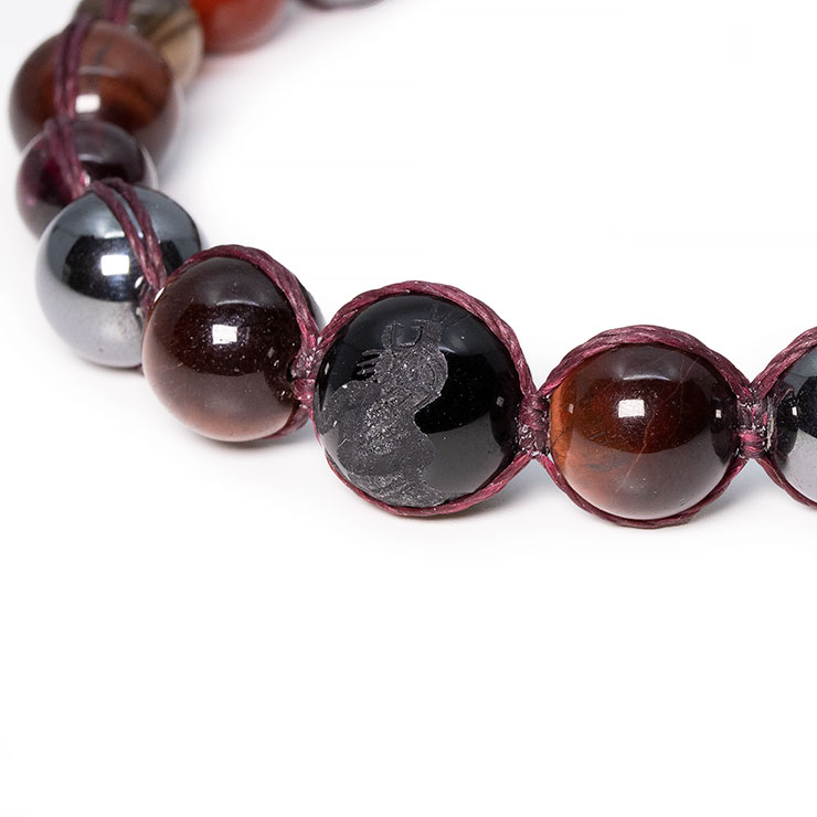 四神・レッドタイガーアイ編みブレスレット