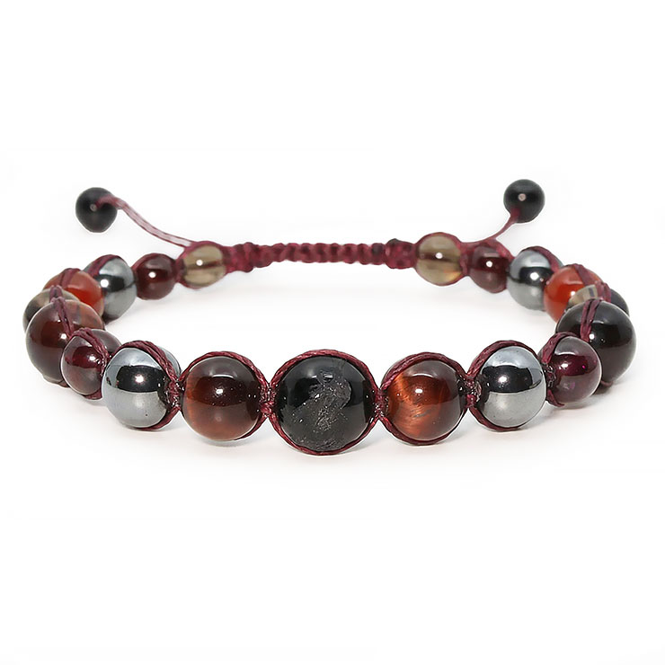 四神・レッドタイガーアイ編みブレスレット