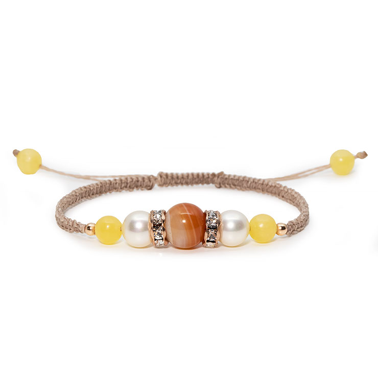 サードオニキス・アラゴナイト編みブレスレット