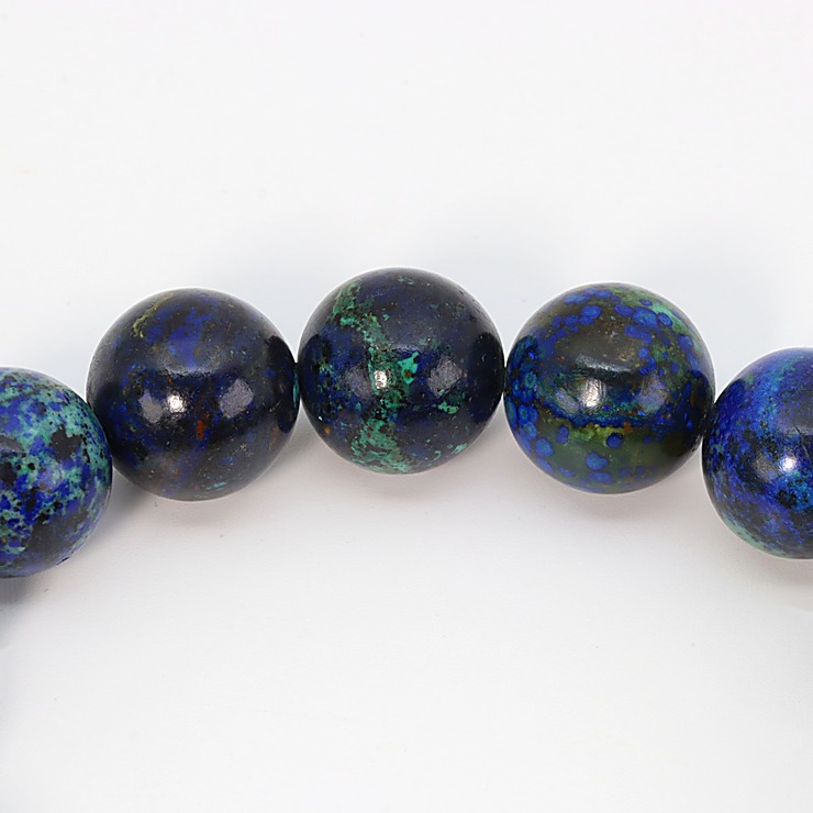 【一点もの】アズロマラカイト13ｍｍ シンプルブレスレット