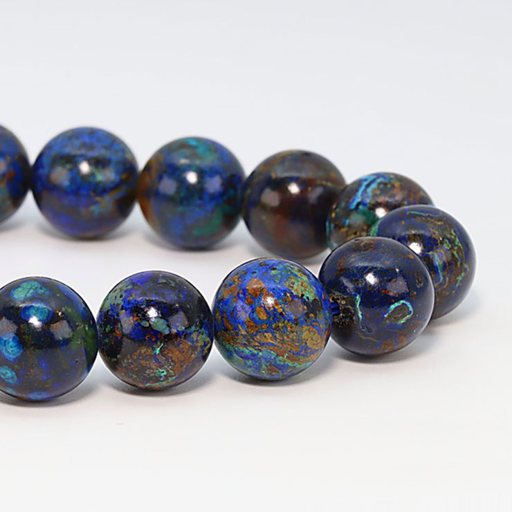 【一点もの】アズロマラカイト13ｍｍ シンプルブレスレット