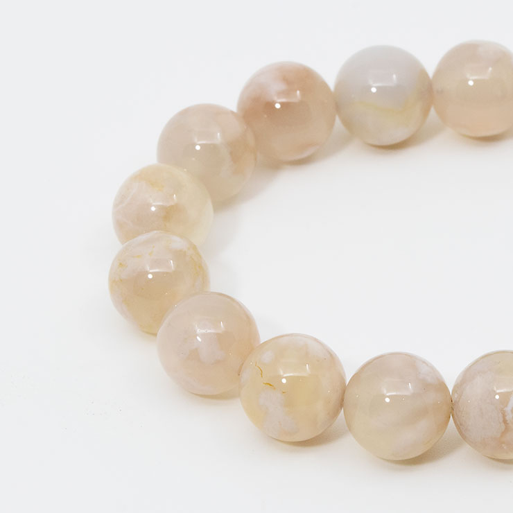 【一点もの】桜瑪瑙 シンプルブレスレット 桜満開 約11.0mm