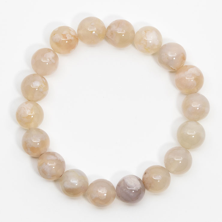 【一点もの】桜瑪瑙 シンプルブレスレット 桜満開 約11.0mm