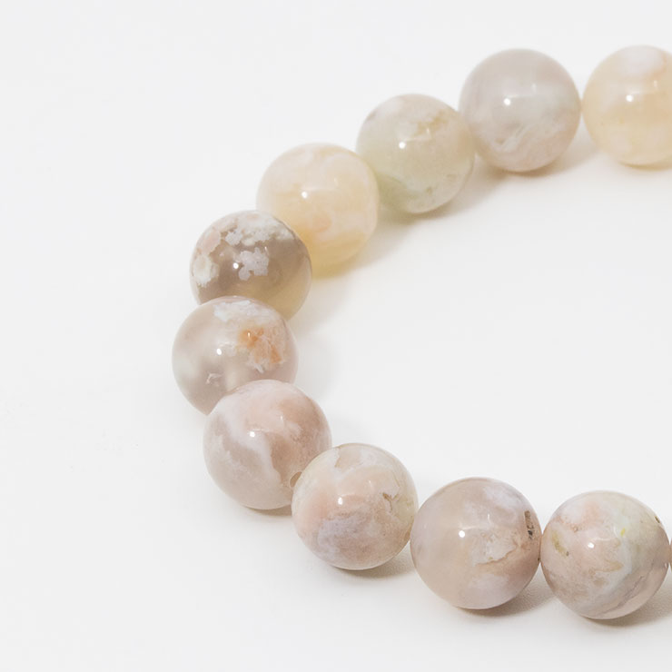 【一点もの】桜瑪瑙 シンプルブレスレット 桜満開 約11.0mm