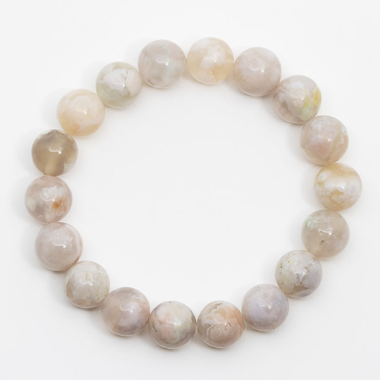 【一点もの】桜瑪瑙 シンプルブレスレット 桜満開 約11.0mm