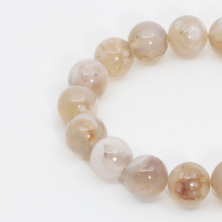 【一点もの】桜瑪瑙 シンプルブレスレット 桜満開 約11.9mm