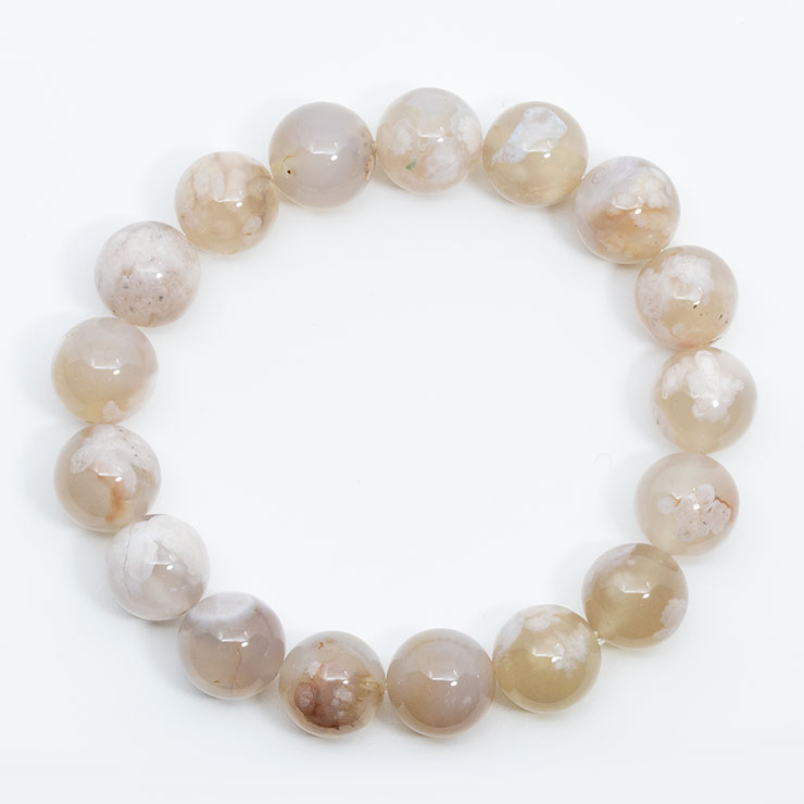 【一点もの】桜瑪瑙 シンプルブレスレット 桜満開 約11.9mm