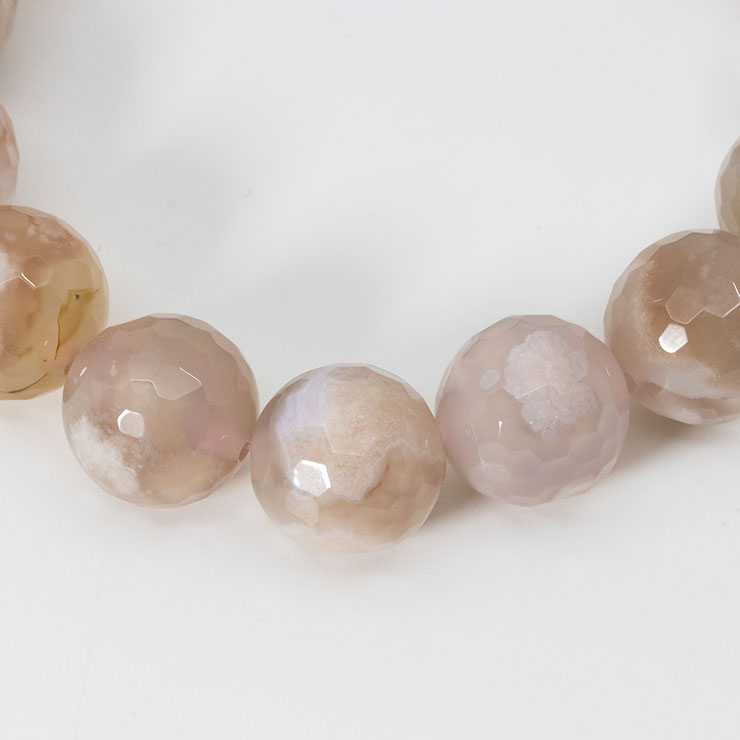 【一点もの】桜瑪瑙 シンプルブレスレット ミラーカット 桜満開 約13.0mm