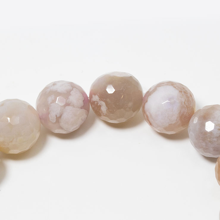 【一点もの】桜瑪瑙 シンプルブレスレット 桜満開 約11.9mm