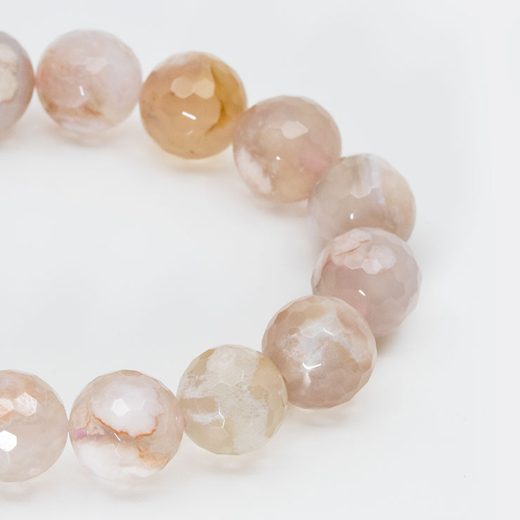 【一点もの】桜瑪瑙 シンプルブレスレット 桜満開 約11.9mm