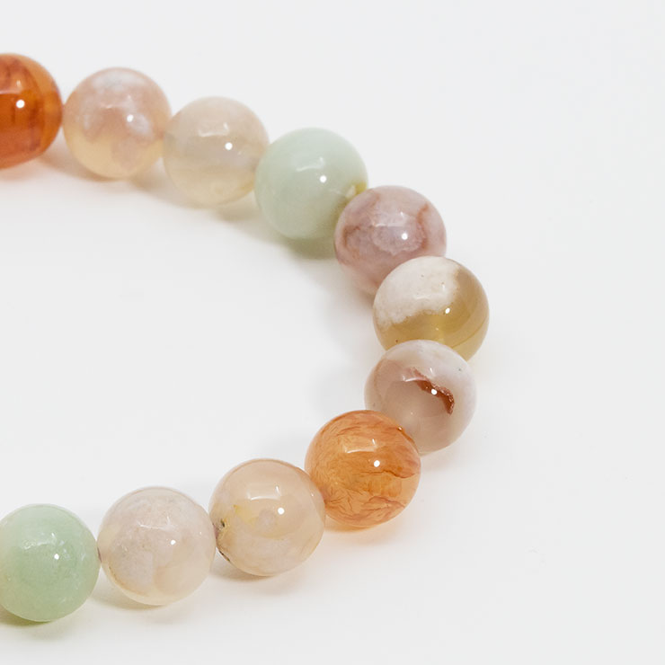 桜瑪瑙 シンプルブレスレット オレンジミックス