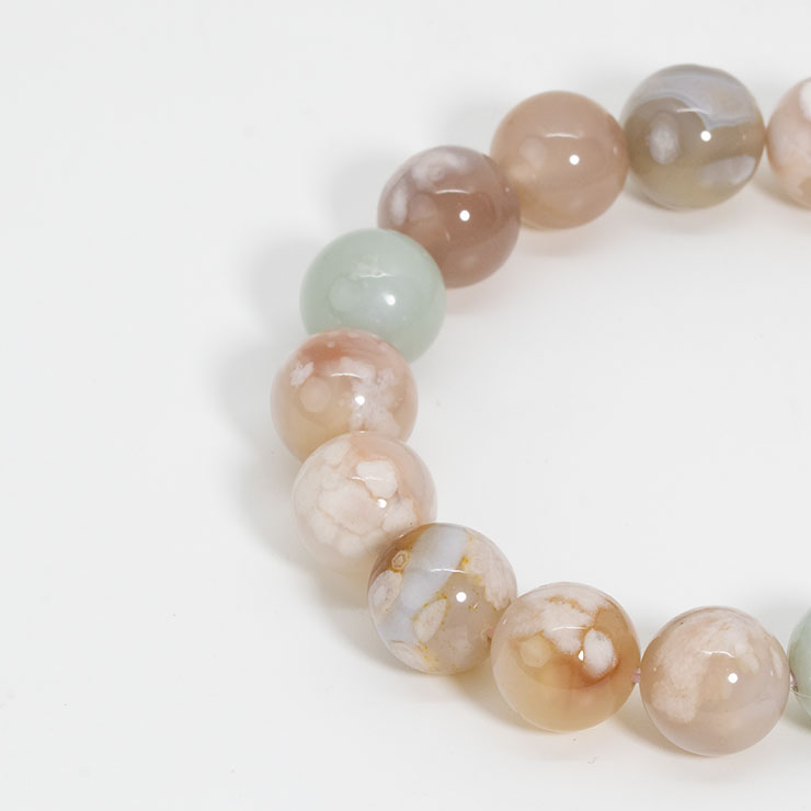 【一点もの】桜瑪瑙ブレスレット(緑ミックス)