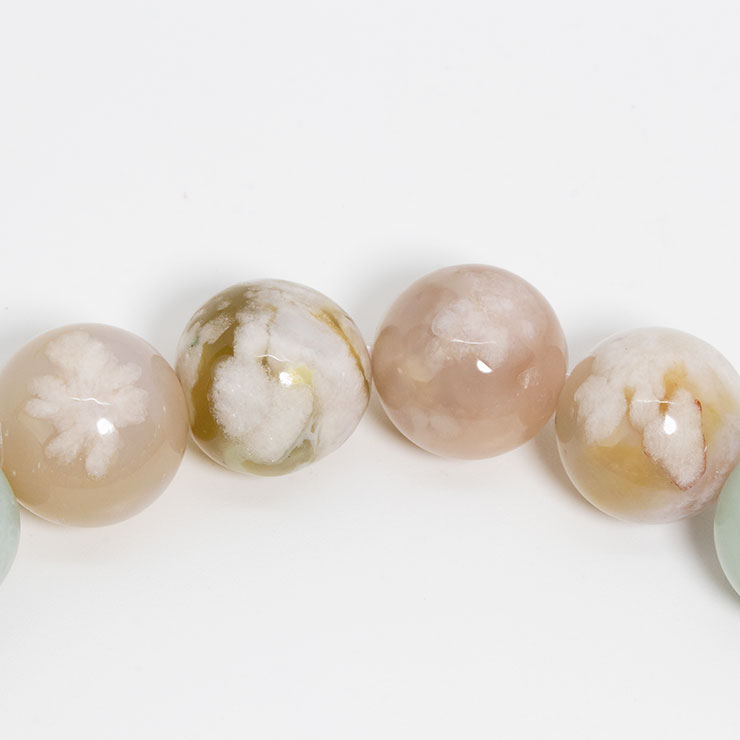 【一点もの】桜瑪瑙ブレスレット(緑ミックス)