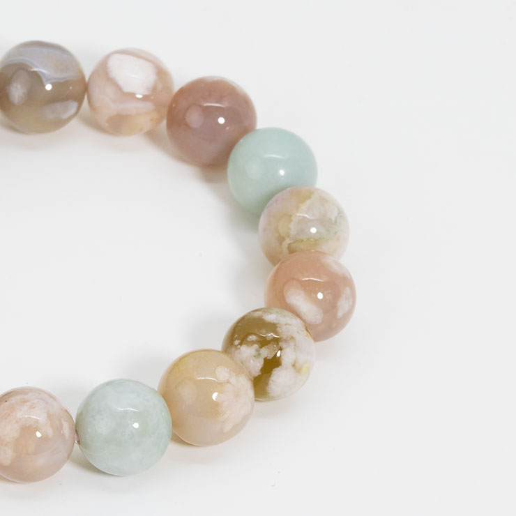 【一点もの】桜瑪瑙ブレスレット(緑ミックス)