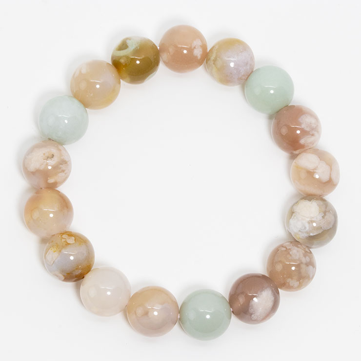 【一点もの】桜瑪瑙ブレスレット(緑ミックス)